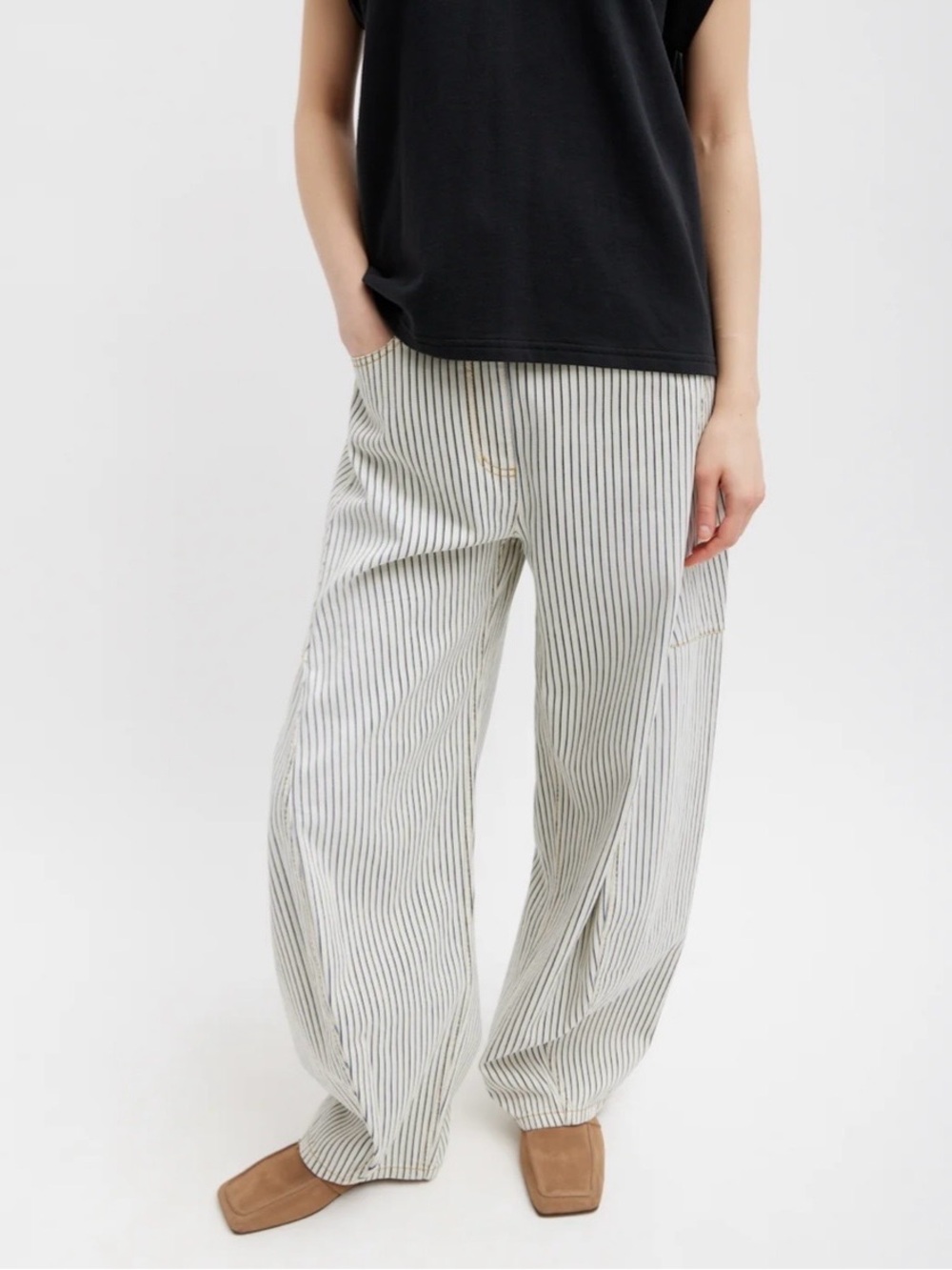 Stone Washed Striped Denim Sid Jean-regular length